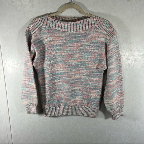 Sport I Pastel Pink and Blue Crew Neck Sweater with Ribbed Pattern on edges - Picture 1 of 5